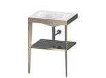 Duravit XViu Möbelwaschtisch-Kombination XV4714NB189 60 x 48 cm, ohne Hahnloch, flannel grey hochglanz, mit Metallkonsole, champagner matt