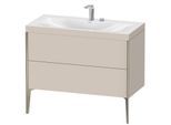 Duravit XViu Waschtisch-Unterschrank XV4711EB191C 100x48cm, 2 Auszüge, 2 Hahnlöcher, champagner matt, Rahmen C, taupe matt
