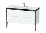 Duravit XViu Waschtisch-Unterschrank XV4712EB285P 120x48cm, 2 Schubkästen, 2 Hahnlöcher, schwarz matt, Rahmen P, weiß hochglanz