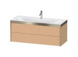 Duravit XViu Waschtisch-Unterschrank XV4617OB112P 120x48cm, 2 Schubkästen, 1 Hahnloch, champagner matt, Rahmen P, eiche gebürstet