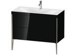 Duravit XViu Waschtisch-Unterschrank XV4711OB140C 100x48cm, 2 Auszüge, 1 Hahnloch, champagner matt, Rahmen C, schwarz hochglanz