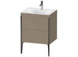 Duravit XViu Waschtisch-Unterschrank XV4709OB235C 60x48cm, 2 Auszüge, 1 Hahnloch, schwarz matt, Rahmen C, Eiche terra