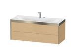 Duravit XViu Waschtisch-Unterschrank XV4617EB130P 120x48cm, 2 Schubkästen, 2 Hahnlöcher, champagner matt, Rahmen P, Eiche natur