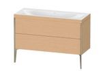 Duravit XViu Waschtisch-Unterschrank XV4712NB112C 120x48cm, 2 Schubkästen, ohne Hahnloch, champagner matt, Rahmen C, eiche gebürstet