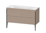 Duravit XViu Waschtisch-Unterschrank XV4712NB275C 120x48cm, 2 Schubkästen, ohne Hahnloch, schwarz matt, Rahmen C, leinen