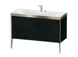 Duravit XViu Waschtisch-Unterschrank XV4712EB116P 120x48cm, 2 Schubkästen, 2 Hahnlöcher, champagner matt, Rahmen P, Eiche schwarz