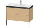 Duravit XViu Waschtisch-Unterschrank XV4711OB230P 100x48cm, 2 Auszüge, 1 Hahnloch, schwarz matt, Rahmen P, Eiche natur