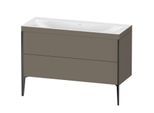 Duravit XViu Waschtisch-Unterschrank XV4712NB290C 120x48cm, 2 Schubkästen, ohne Hahnloch, schwarz matt, Rahmen C, flannel grey seidenmatt