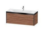 Duravit XViu Waschtisch-Unterschrank XV4617OB279P 120x48cm, 2 Schubkästen, 1 Hahnloch, schwarz matt, Rahmen P, nussbaum natur