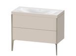 Duravit XViu Waschtisch-Unterschrank XV4711NB191C 100x48cm, 2 Auszüge, ohne Hahnloch, champagner matt, Rahmen C, taupe matt
