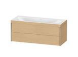 Duravit XViu Waschtisch-Unterschrank XV4617NB130C 120x48cm, 2 Schubkästen, ohne Hahnloch, champagner matt, Rahmen C, Eiche natur