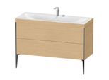 Duravit XViu Waschtisch-Unterschrank XV4712EB230C 120x48cm, 2 Schubkästen, 2 Hahnlöcher, schwarz matt, Rahmen C, Eiche natur