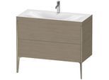 Duravit XViu Waschtisch-Unterschrank XV4711OB135C 100x48cm, 2 Auszüge, 1 Hahnloch, champagner matt, Rahmen C, Eiche terra
