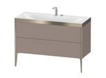 Duravit XViu Waschtisch-Unterschrank XV4712EB143P 120x48cm, 2 Schubkästen, 2 Hahnlöcher, champagner matt, Rahmen P, basalt matt