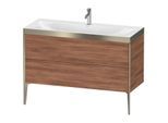 Duravit XViu Waschtisch-Unterschrank XV4712OB179P 120x48cm, 2 Schubkästen, 1 Hahnloch, champagner matt, Rahmen P, nussbaum natur