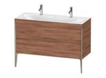 Duravit XViu Waschtisch-Unterschrank XV4713OB179C 120x48cm, 2 Auszüge, ohne Hahnloch, champagner matt, Rahmen C, nussbaum natur