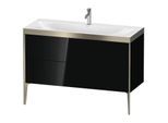 Duravit XViu Waschtisch-Unterschrank XV4712OB140P 120x48cm, 2 Schubkästen, 1 Hahnloch, champagner matt, Rahmen P, schwarz hochglanz