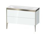Duravit XViu Waschtisch-Unterschrank XV4712NB185P 120x48cm, 2 Schubkästen, ohne Hahnloch, champagner matt, Rahmen P, weiß hochglanz