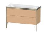 Duravit XViu Waschtisch-Unterschrank XV4712NB112P 120x48cm, 2 Schubkästen, ohne Hahnloch, champagner matt, Rahmen P, eiche gebürstet
