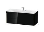 Duravit XViu Waschtisch-Unterschrank XV4617EB140C 120x48cm, 2 Schubkästen, 2 Hahnlöcher, champagner matt, Rahmen C, schwarz hochglanz