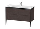 Duravit XViu Waschtisch-Unterschrank XV4712OB272P 120x48cm, 2 Schubkästen, 1 Hahnloch, schwarz matt, Rahmen P, eiche dunkel gebürstet