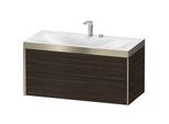 Duravit XViu Waschtisch-Unterschrank XV4616EB169P 100x48cm, 2 Schubkästen, 2 Hahnlöcher, champagner matt, Rahmen P, nussbaum gebürstet