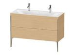 Duravit XViu Waschtisch-Unterschrank XV4713OB130C 120x48cm, 2 Auszüge, ohne Hahnloch, champagner matt, Rahmen C, Eiche natur