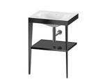 Duravit XViu Möbelwaschtisch-Kombination XV4714NB240 60 x 48 cm, ohne Hahnloch, schwarz hochglanz, mit Metallkonsole, schwarz matt