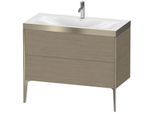 Duravit XViu Waschtisch-Unterschrank XV4711OB135P 100x48cm, 2 Auszüge, 1 Hahnloch, champagner matt, Rahmen P, Eiche terra