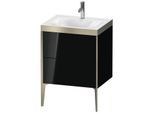 Duravit XViu Waschtisch-Unterschrank XV4709OB140P 60x48cm, 2 Auszüge, 1 Hahnloch, champagner matt, Rahmen P, schwarz hochglanz