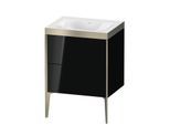 Duravit XViu Waschtisch-Unterschrank XV4709NB140P 60x48cm, 2 Auszüge, ohne Hahnloch, champagner matt, Rahmen P, schwarz hochglanz