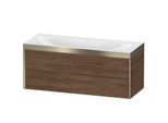 Duravit XViu Waschtisch-Unterschrank XV4617NB121P 120x48cm, 2 Schubkästen, ohne Hahnloch, champagner matt, Rahmen P, nussbaum dunkel