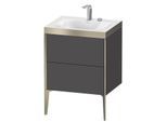 Duravit XViu Waschtisch-Unterschrank XV4709EB149P 60x48cm, 2 Auszüge, 2 Hahnlöcher, champagner matt, Rahmen P, graphit matt