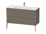 Duravit XViu Waschtisch-Unterschrank XV4712OB190C 120x48cm, 2 Schubkästen, 1 Hahnloch, champagner matt, Rahmen C, flannel grey seidenmatt