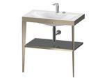 Duravit XViu Möbelwaschtisch-Kombination XV4715EB189 80 x 48 cm, 2 Hahnlöcher, flannel grey hochglanz, mit Metallkonsole, champagner matt