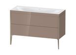 Duravit XViu Waschtisch-Unterschrank XV4712NB186C 120x48cm, 2 Schubkästen, ohne Hahnloch, champagner matt, Rahmen C, cappucino hochglanz