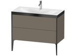 Duravit XViu Waschtisch-Unterschrank XV4711OB290P 100x48cm, 2 Auszüge, 1 Hahnloch, schwarz matt, Rahmen P, flannel grey seidenmatt