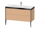 Duravit XViu Waschtisch-Unterschrank XV4712OB212P 120x48cm, 2 Schubkästen, 1 Hahnloch, schwarz matt, Rahmen P, eiche gebürstet