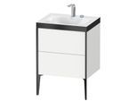 Duravit XViu Waschtisch-Unterschrank XV4709EB218P 60x48cm, 2 Auszüge, 2 Hahnlöcher, schwarz matt, Rahmen P, weiß matt