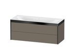 Duravit XViu Waschtisch-Unterschrank XV4617NB290P 120x48cm, 2 Schubkästen, ohne Hahnloch, schwarz matt, Rahmen P, flannel grey seidenmatt