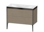 Duravit XViu Waschtisch-Unterschrank XV4711NB235P 100x48cm, 2 Auszüge, ohne Hahnloch, schwarz matt, Rahmen P, Eiche terra