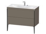 Duravit XViu Waschtisch-Unterschrank XV4711EB290C 100x48cm, 2 Auszüge, 2 Hahnlöcher, schwarz matt, Rahmen C, flannel grey seidenmatt