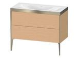 Duravit XViu Waschtisch-Unterschrank XV4711NB112P 100x48cm, 2 Auszüge, ohne Hahnloch, champagner matt, Rahmen P, eiche gebürstet