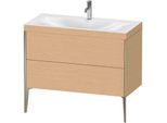 Duravit XViu Waschtisch-Unterschrank XV4711OB112C 100x48cm, 2 Auszüge, 1 Hahnloch, champagner matt, Rahmen C, eiche gebürstet