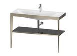 Duravit XViu Möbelwaschtisch-Kombination XV4717OB140 120 x 48 cm, 1 Hahnloch, schwarz hochglanz, mit Metallkonsole, champagner matt