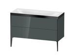Duravit XViu Waschtisch-Unterschrank XV4712NB238P 120x48cm, 2 Schubkästen, ohne Hahnloch, schwarz matt, Rahmen P, dolomiti grey hochglanz