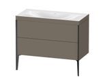 Duravit XViu Waschtisch-Unterschrank XV4711NB290C 100x48cm, 2 Auszüge, ohne Hahnloch, schwarz matt, Rahmen C, flannel grey seidenmatt