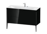 Duravit XViu Waschtisch-Unterschrank XV4712EB240C 120x48cm, 2 Schubkästen, 2 Hahnlöcher, schwarz matt, Rahmen C, schwarz hochglanz