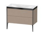 Duravit XViu Waschtisch-Unterschrank XV4711NB275P 100x48cm, 2 Auszüge, ohne Hahnloch, schwarz matt, Rahmen P, leinen