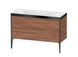 Duravit XViu Waschtisch-Unterschrank XV4712NB279P 120x48cm, 2 Schubkästen, ohne Hahnloch, schwarz matt, Rahmen P, nussbaum natur